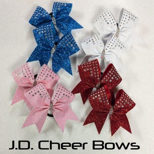 Mini Cheer Pigtail Bow Set-AB or Clear Rhinestones and Glitter -your choice of colors, Glitter Cheer Bows, Cheer Bow, Rhinestone Cheer Bow