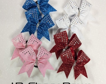 Mini Cheer Pigtail Bow Set-ab or Clear Rhinestones and