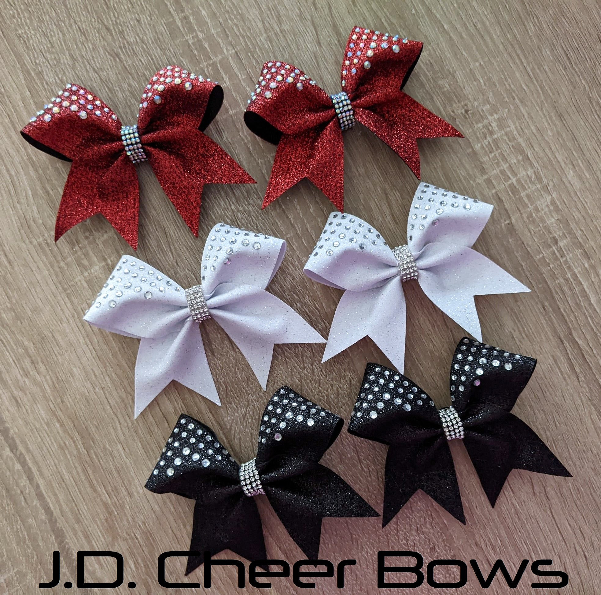 Mini Cheer Pigtail Bow Set-ab or Clear Rhinestones and 