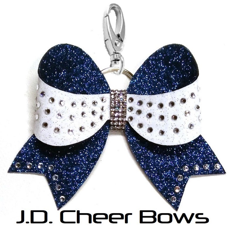 Deluxe Rhinestone Cheer Bow Keychain Many Colors Combos Etsy