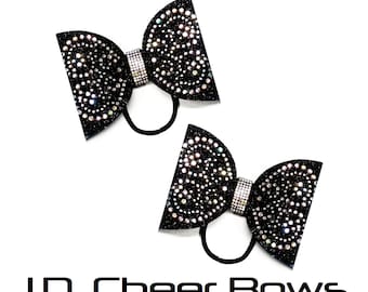 Cheer Pigtail Bow Set Dolly Style-Rhinestones and Glitter-your choice of colors,Glitter Cheer Bows,Cheer Bow,Rhinestone Cheer Bow