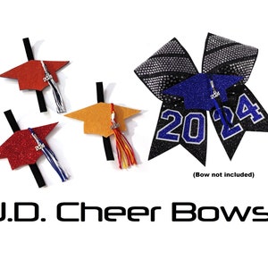 3D 2024 2025 Removable/Detachable Graduation Cap Cheer Bow Centers -your choice of colors,