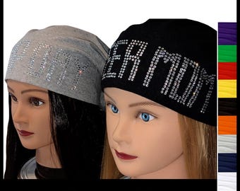 Rhinestone Slouchy Beanies,Cheer Mom Hat,Comp Day Hat