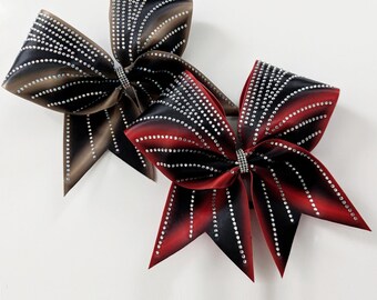 Satin Sublimated Rhinestone Cheer Bows, Rhinestone Cheer Bows, Cheer Bows, Satin Cheer Bows,Allstar Cheer Bows