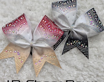 Crystal Sublimated Satin Jeweled Cheer Bows,Choose Colors,Rhinestone Cheer Bows, Cheer Bows, Satin Cheer Bows,Allstar Cheer Bows