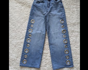 Women's Up Cycled Grommet/Eyelet Jeans Size 0-2