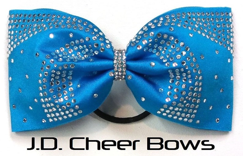 Tailless Glitter w/Rhinestones Tailless Cheer Bow-your choice of colors,Tailless Cheer Bow,Rhinestone Cheer Bow image 2