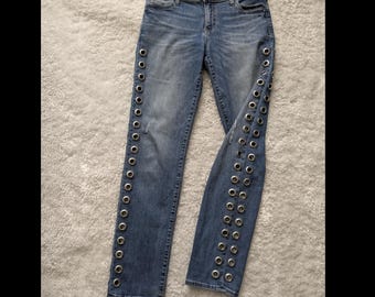 Women's Up Cycled Grommet/Eyelet Jeans Size 4