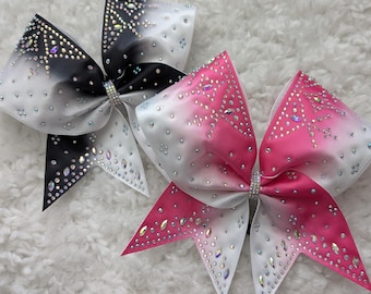Crystal Sublimated Satin Jeweled Cheer Bows,Choose Colors,Rhinestone Cheer Bows, Cheer Bows, Satin Cheer Bows,Allstar Cheer Bows