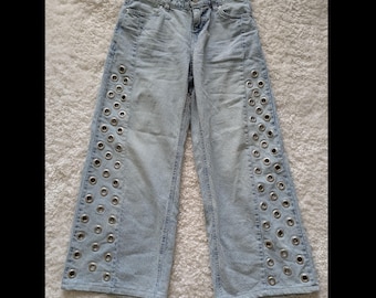 Women's Up Cycled Grommet/Eyelet Jeans Size 2