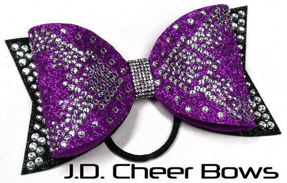 Purple Glitter Bow with Rhinestone Accent Purple Glitter Dog Bow: CZ Accent, Fancy Pet Hair Accessory  main image 4