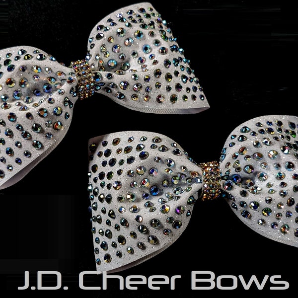 Triple Threat Tailless Pigtail Bow Set -AB or Clear Rhinestones,your choice of colors,Glitter Cheer Bows,Cheer Bow, Rhinestone Cheer Bow