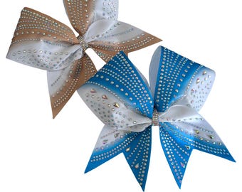 Crystal Sublimated Satin Jeweled Cheer Bows,Choose Colors,Rhinestone Cheer Bows, Cheer Bows, Satin Cheer Bows,Allstar Cheer Bows