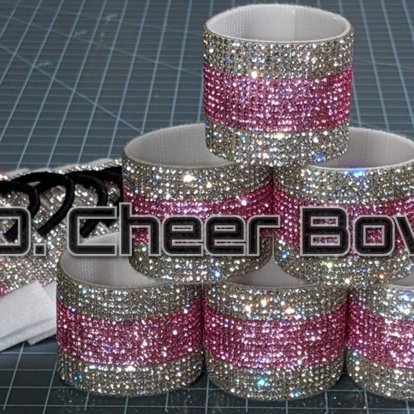 Pink Out Stripe Bling Ponytail Cuffs, Cheer Ponytail Cuff, Dance Ponytail Cuffs, Ponytail Wraps, Pony Cuffs,Pink Out