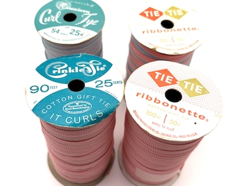 Vintage Cotton Curling Ribbon Lot, Pink & Blue. no.4