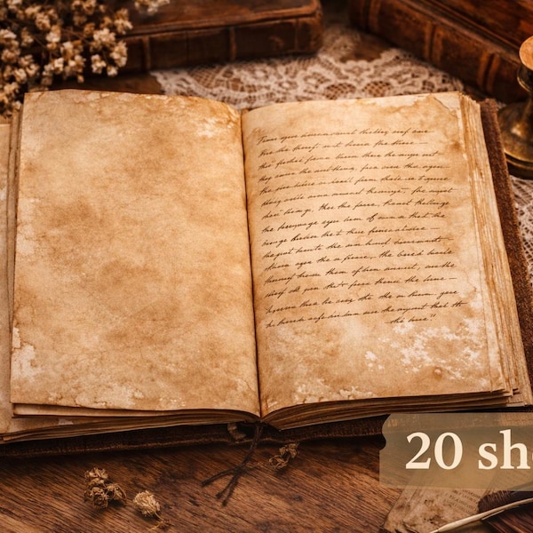 Paquete de papel teñido de café / Estilo vintage, Junk Journal Supply