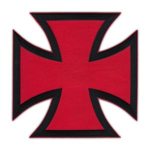 Patch, Embroidered Patch, Back Patch, Red and Black Chopper Cross (9" x 9") afbeelding 1