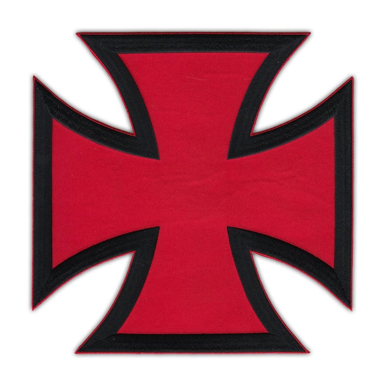 Patch, Embroidered Patch, Back Patch, Red and Black Chopper Cross (9" x 9") afbeelding 1