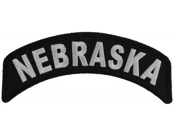 Patch, Small Embroidered Rocker (Iron-On or Sew-On), Nebraska State Patch, 4" x 1.75" Arch
