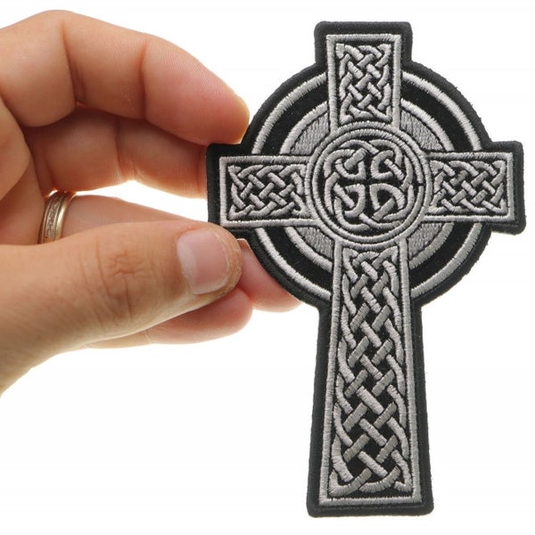 Patch, Embroidered Patch (Iron-On or Sew-On), Celtic Irish Cross, 3" x 4.5"