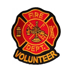Patch, Embroidered Patch (Iron-On or Sew-On), Volunteer Fire Department Patch, 3" x 3.5"