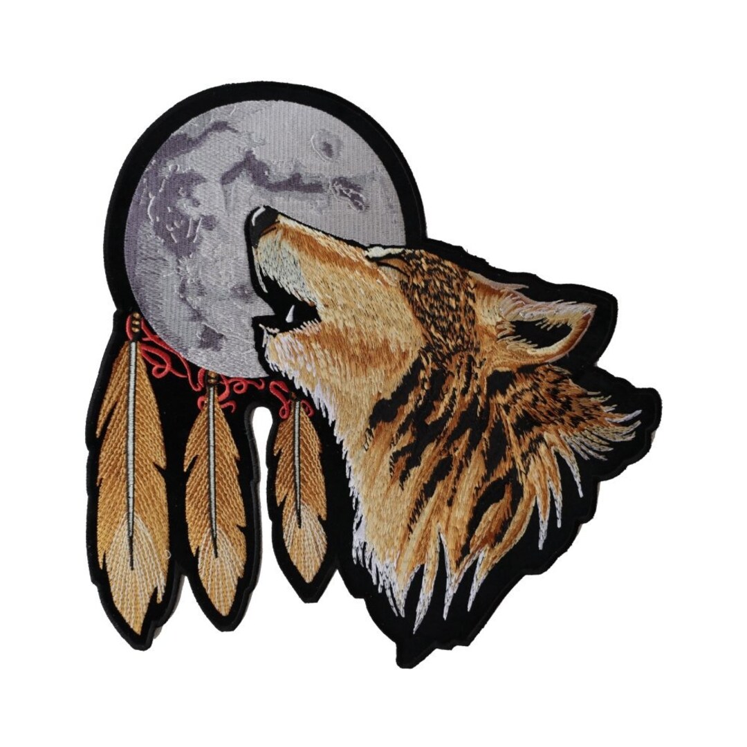 Large Back Patch, Embroidered Patch iron-on or Sew-on, Howling Wolf ...