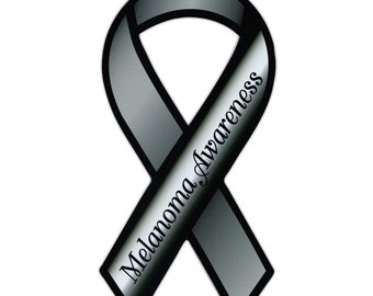 Ribbon Magnet - Melanoma Skin Cancer - Support, Awareness - Cars, Trucks, Refrigerators, File Cabinets - Magnetic Bumper Sticker - 4" x 8"