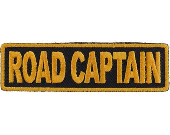 Patch, Embroidered Patch (Iron-On or Sew-On), Club Rank Position, Road Captain (Yellow on Black), 3.5" x 1"