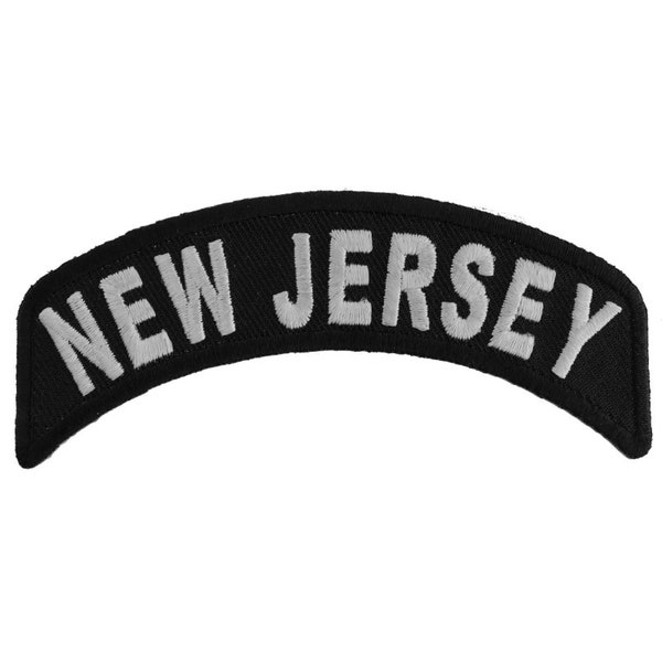Patch, Small Embroidered Rocker (Iron-On or Sew-On), New Jersey State Patch, 4" x 1.75" Arch