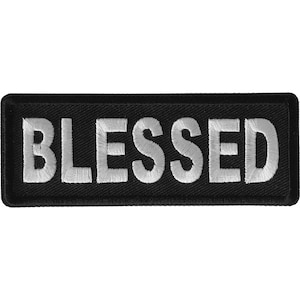 Patch, Embroidered Patch (Iron-On or Sew-On), Blessed, Christian, 4&quot; x 1.5&quot; (10.2 cm x 3.8 cm)