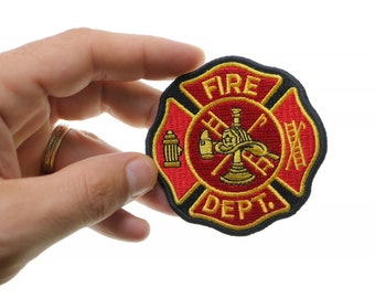 Patch, Embroidered Patch (Iron-On or Sew-On), Fire Department Shield Cross, 3" x 3" (7.6 cm x 7.6 cm)