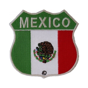 Patch, Embroidered Patch (Iron-On or Sew-On), Mexico Shield Flag, 2.75&quot; x 2.75&quot;