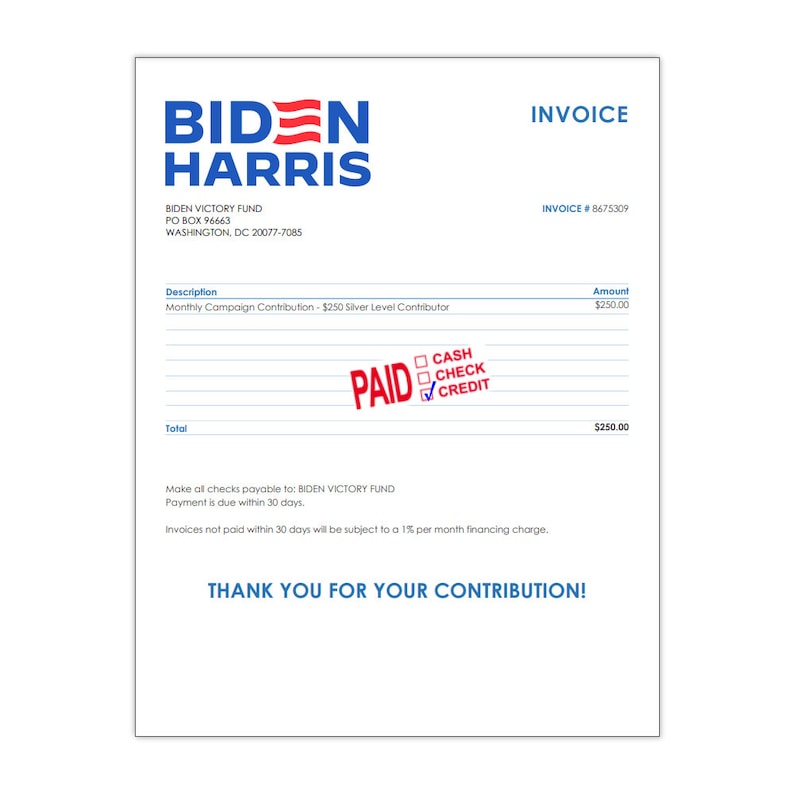 Prank Joe Biden 2024 Campaign Donation Confirmation, Very Realistic Practical Joke Revenge, We Send Directly To Your Victim 100% Anonymous image 5