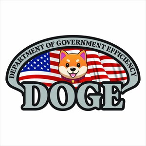 Doge Sticker, Department of Government Efficiency Water Bottle Sticker, Grey 6&quot;x3.5&quot;
