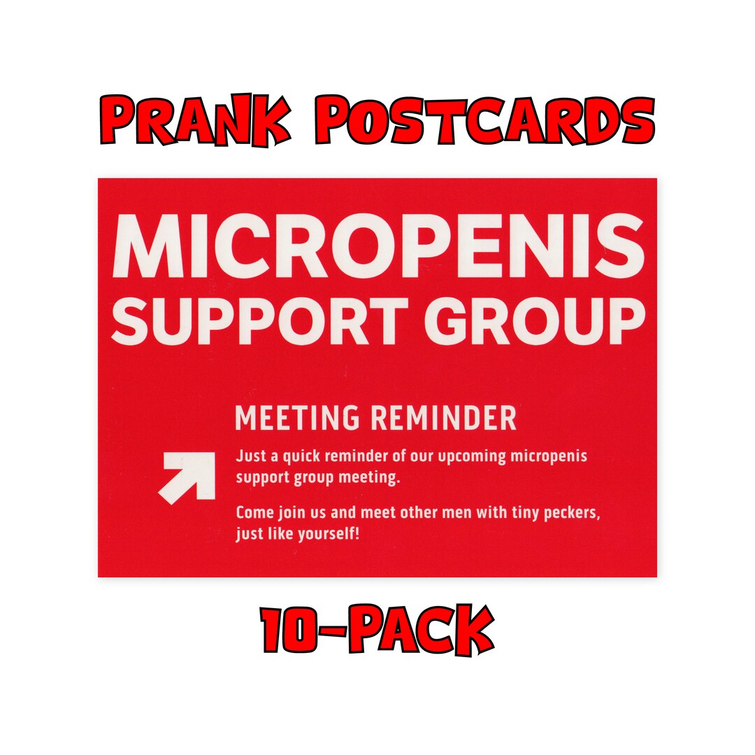 Prank Postcards 10pack Micropenis Support Group Meeting Reminder