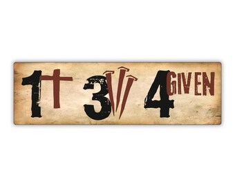 Bumper Sticker: 1 Cross, 3 Nails, 4 Given, Faith Sticker, Christian, YHWH, Forgiven, Jesus, Savior 10"x3"