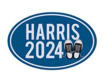 Oval Political Campaign Magnet, Kamala Harris 2024 United States President (Sneakers), 6" x 4" Magnetic Bumper Sticker