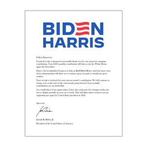 Prank Joe Biden 2024 Campaign Donation Confirmation, Very Realistic Practical Joke Revenge, We Send Directly To Your Victim 100% Anonymous image 3