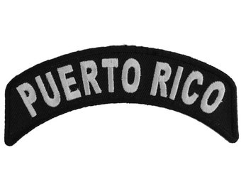 Patch, Small Embroidered Rocker (Iron-On or Sew-On), Puerto Rico Patch, 4" x 1.75" Arch