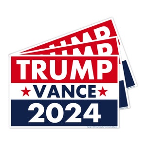 3-Pack Trump Vance 2024 Yard Sign, Donald Trump President JD Vance Vice President 2024 Yard Sign, 18&quot; x 12&quot; Double-Sided Sign, Metal H-Stake
