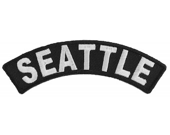 Patch, Small Embroidered Rocker (Iron-On or Sew-On), Seattle Washington City Patch, 4" x 1" Arch