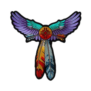 Large Back Patch, Embroidered Patch (Iron-On or Sew-On), Feathers Angel Wings Back Patch, 10&quot; x 10&quot;