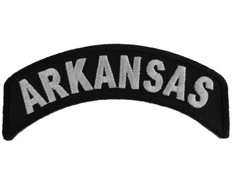 Patch, Small Embroidered Rocker (Iron-On or Sew-On), Arkansas State Patch, 4" x 1.75" Arch