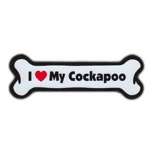 I Love My Cockapoo Magnet - Dog Bone Shaped Bumper Sticker