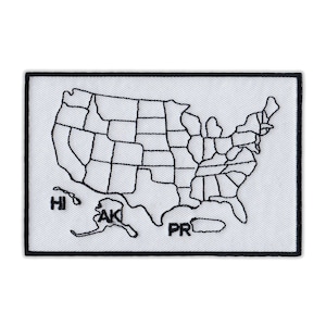 Patch, Embroidered Patch, States Traveled United States Map (Color in States You Have Visited), 4.5&quot; x 3&quot;