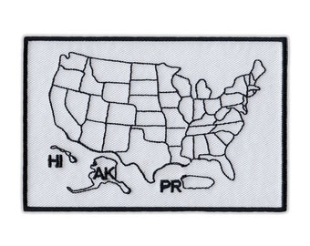Patch, Embroidered Patch, States Traveled United States Map (Color in States You Have Visited), 4.5&quot; x 3&quot;
