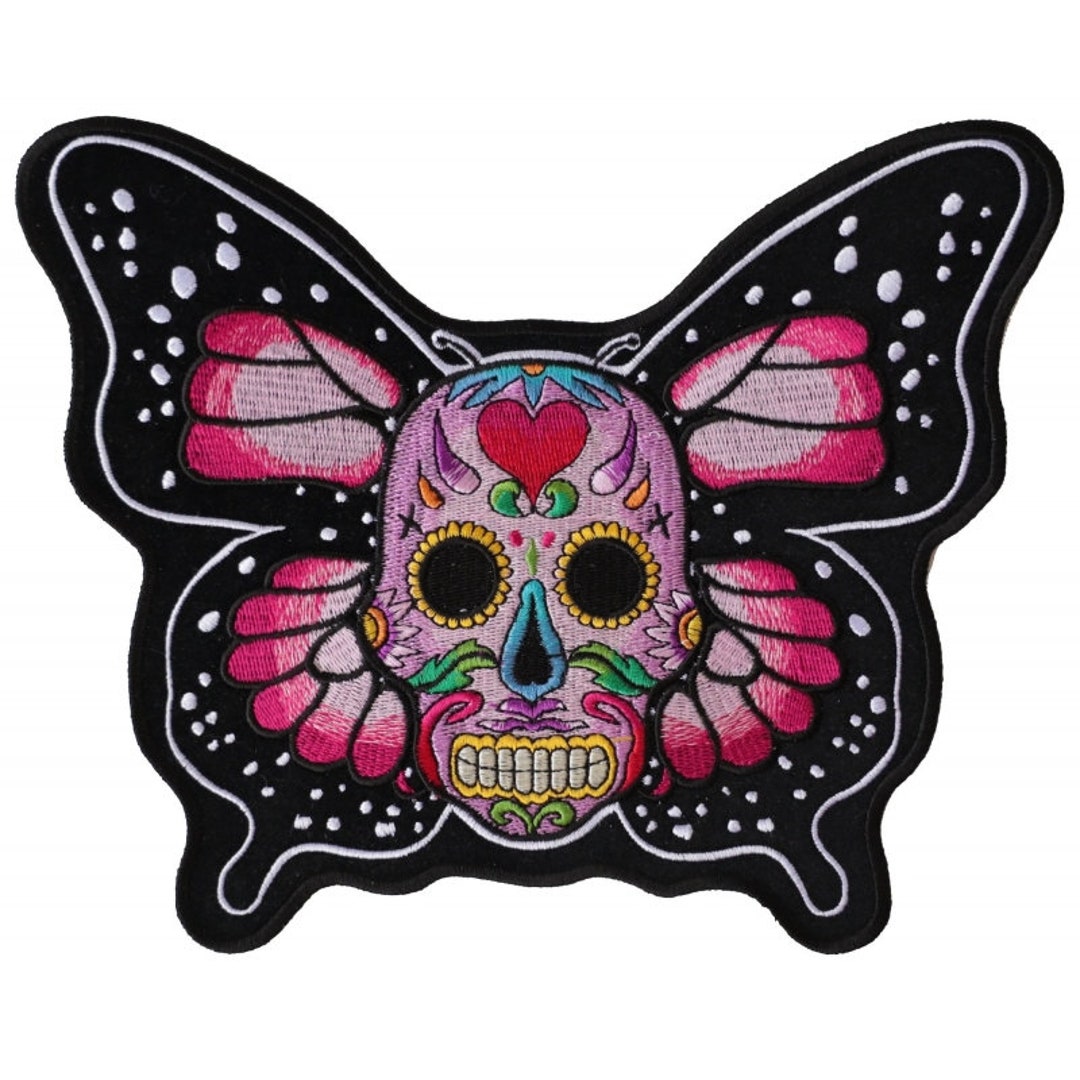 Large Back Patch, Embroidered Patch iron-on or Sew-on, Sugar Skull ...