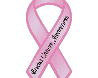 Ribbon Magnet - Breast Cancer Awareness - Cars, Trucks, Refrigerators, File Cabinets, Etc. - Magnetic Bumper Sticker - 4" x 8"