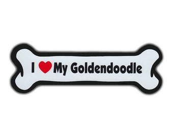 Goldendoodle Magnet: I Love My Dog Bone Car Bumper Sticker