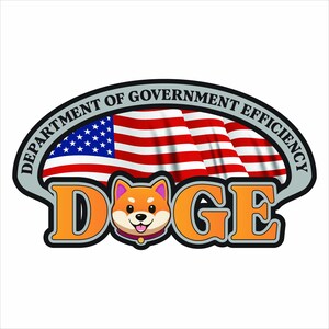 Doge Sticker, Department of Government Efficiency Water Bottle Sticker, Gold 6&quot;x3.5&quot;